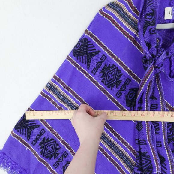 Tejidos Diaz Sweater Womens One Size Purple Wool Blend Aztec Fringe Poncho - Picture 5 of 14